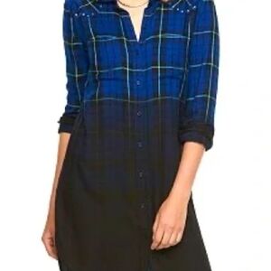 Rock & Republic Blue and Black Two Tone Checkered Shirt Size Large